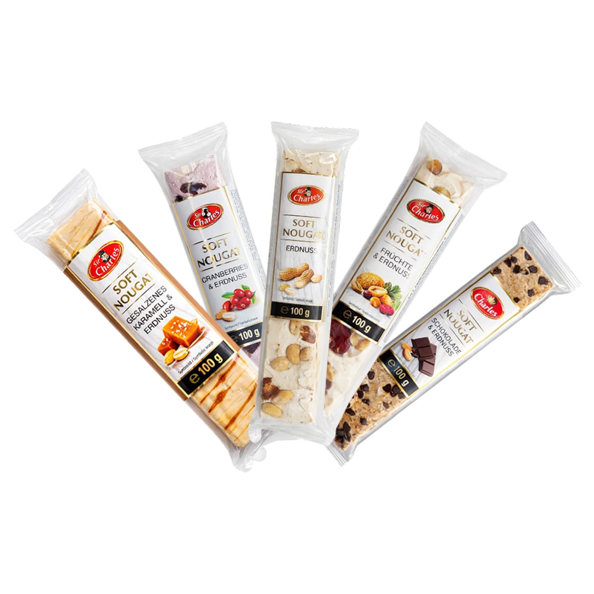 Sir Charles Soft Nougat Bars With Soft & Chewy Texture- Italian Nougat Candy with Nuts & Fruits For Snack Trays, Dessert Platters & Sweet Sharing