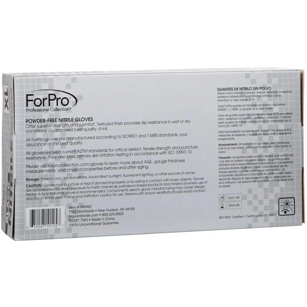 ForPro Disposable Nitrile Gloves, Chemical Resistant, Powder-Free, Latex-Free, Non-Sterile, Food Safe, 4 Mil, Black, X-Large, 1000-Count