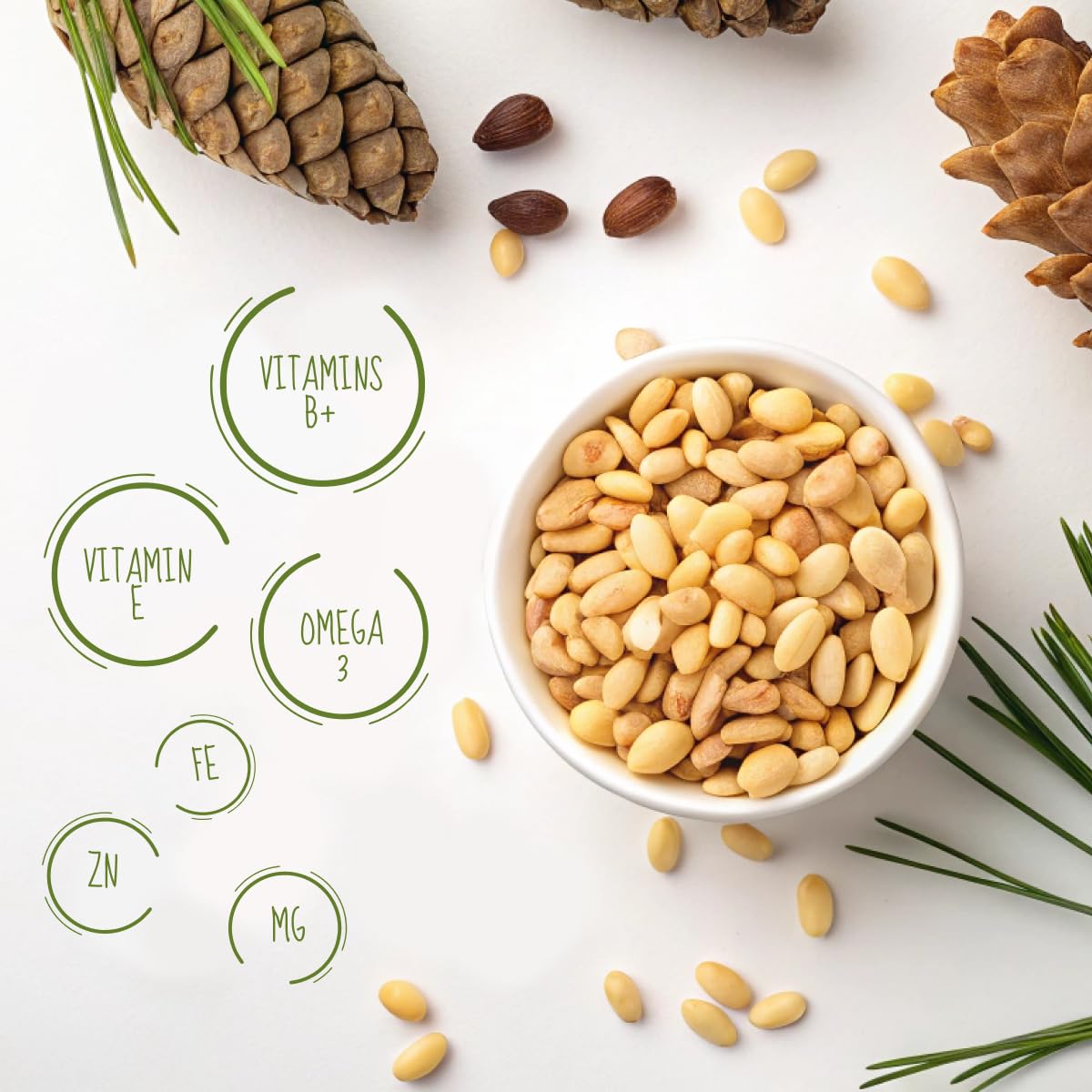 Raw Pine Nuts | Non-GMO Unsalted | Daily Health Support | Pine Nuts Raw for Cooking, Salads & Pesto | Pignoli Nuts Gluten Free | Raw Nuts for Snacking