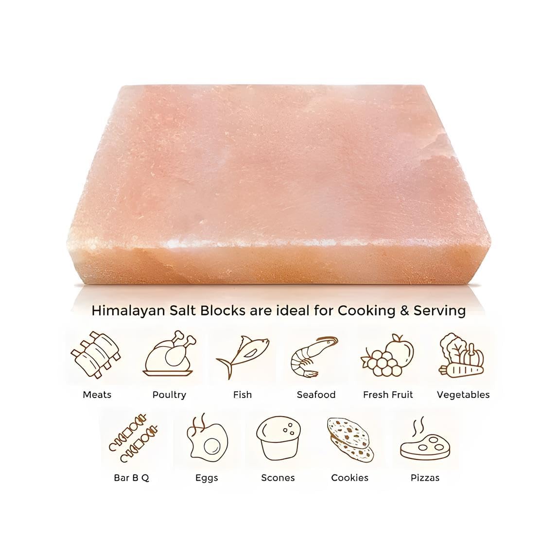 Premium Himalayan Pink Salt Block 12x8x2 inches with Metal Tray, Cooking Slab for Cooking, Serving, Cutting and BBQ By Pink Salt Wall