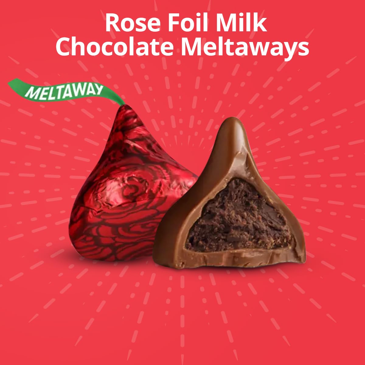 Meltaway Kisses, 2lb Pack of Chocolate Roses Individually Wrapped Bulk, Ideal Valentine HersheyKisses for Valentine's Day Surprises, Perfect