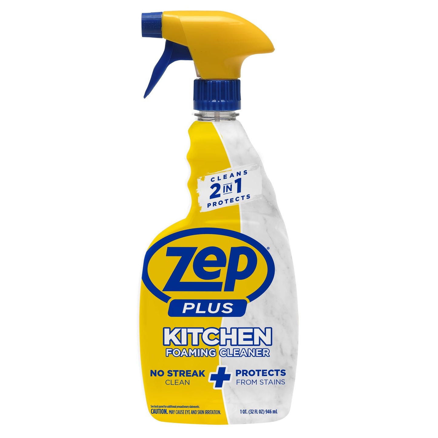 Zep Plus Foaming Kitchen Cleaner 32 oz (2 Units) & a Blue Microfiber Rag ECBD024-2-Pack No-Streak Cleaner for Kitchen Countertops Backsplashes