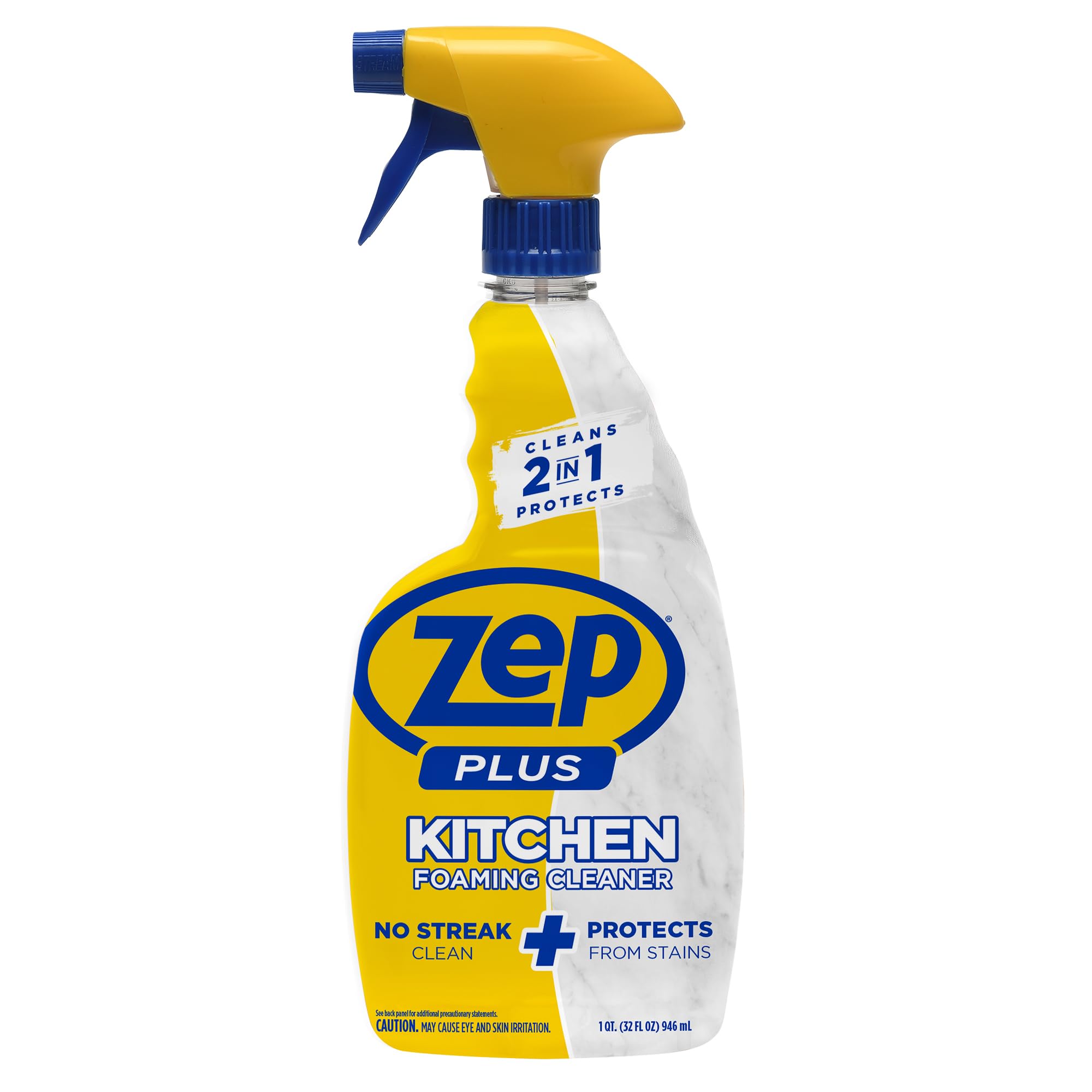 Zep Plus Foaming Kitchen Cleaner 32 oz (2 Units) & a Blue Microfiber Rag ECBD024-2-Pack No-Streak Cleaner for Kitchen Countertops Backsplashes