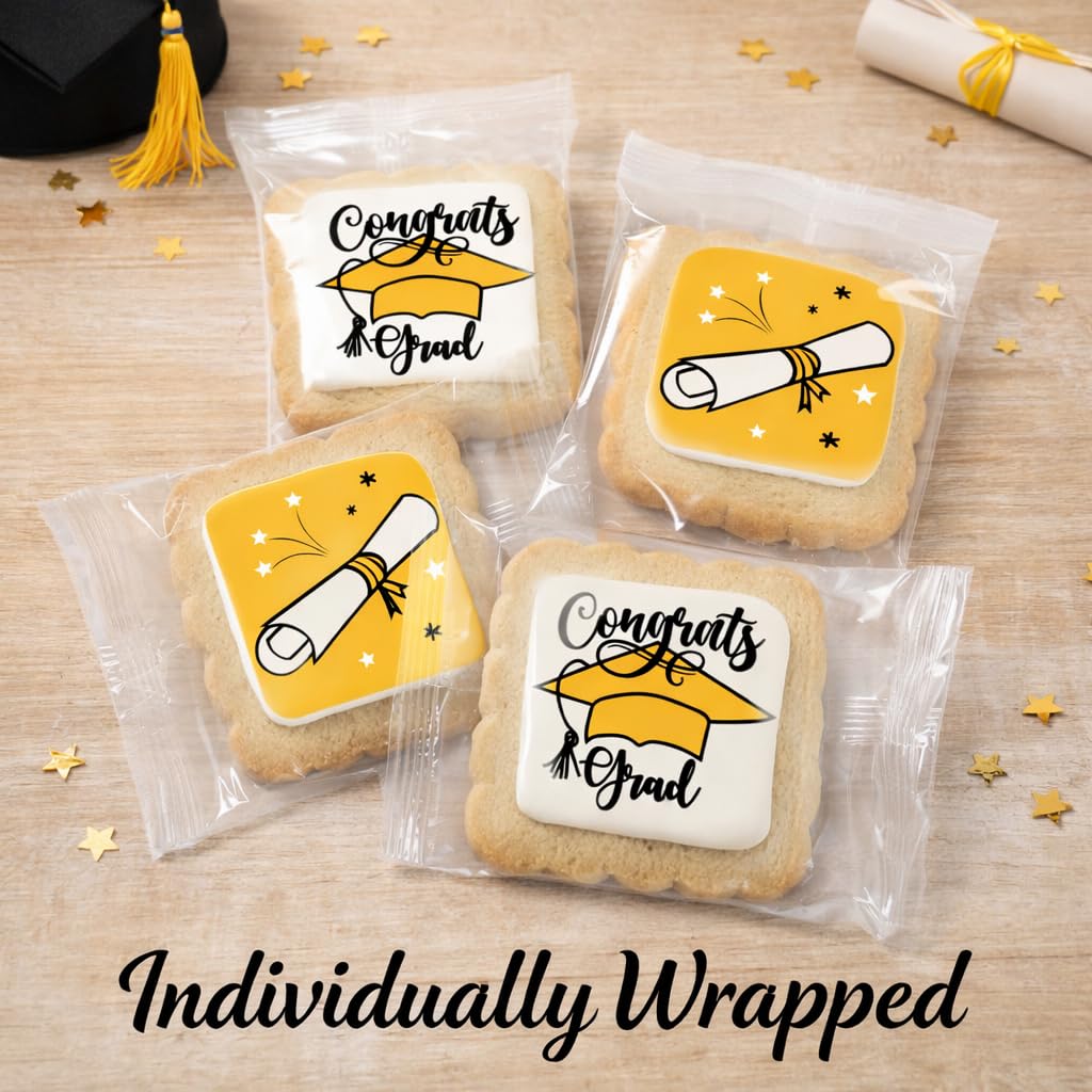Graduation Cookies Gift Basket Box 2026 | Individually Wrapped | 4 Pack | Congratulations Congrats Grad for Women Men Kids | Food Gift | Nut Free |