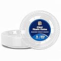 R-kay 100 Pack 9 Inch Clear Plastic Plates Disposable - Heavy Duty 9 Inch Clear Plates For Party - Microwavable Clear Disposable Plates
