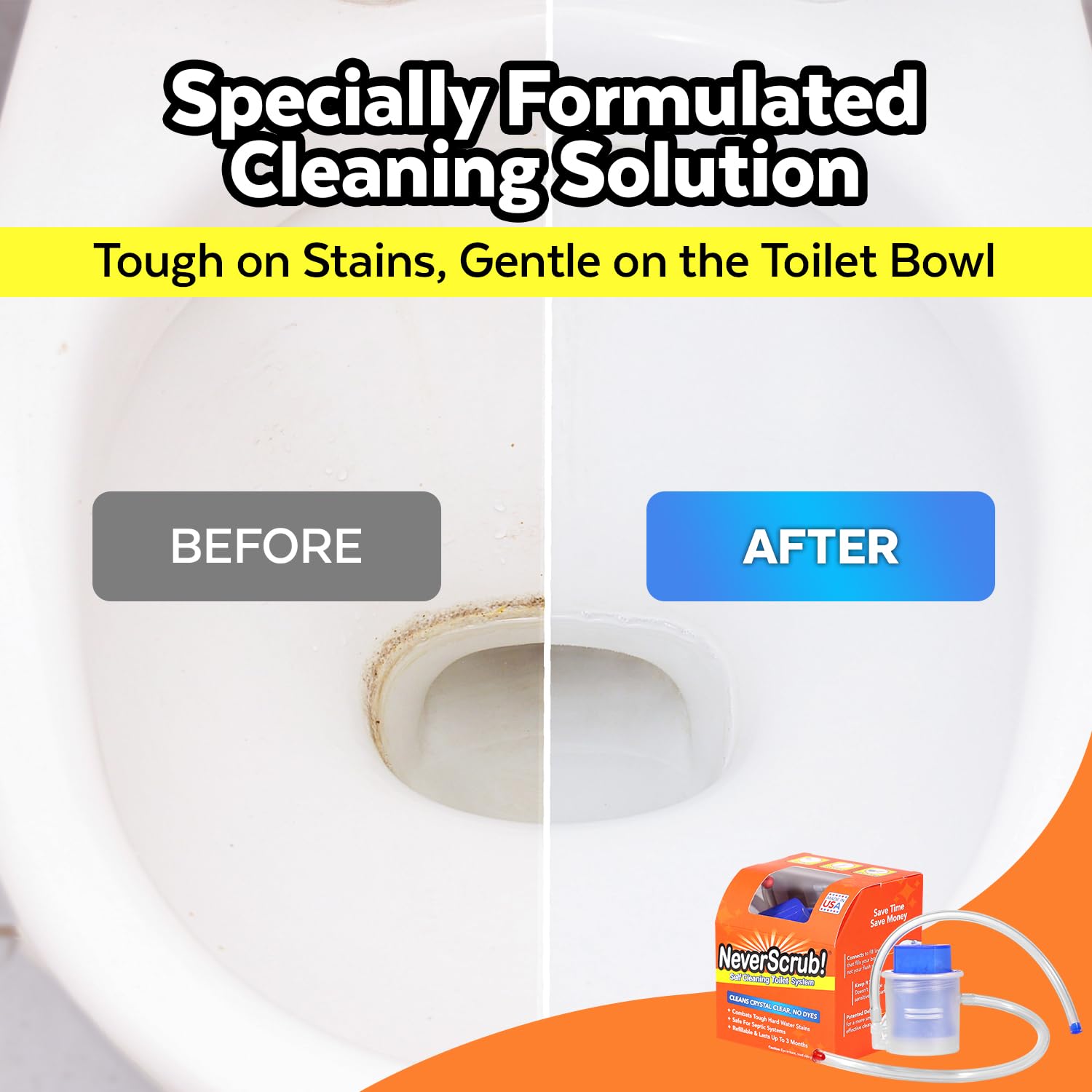 NeverScrub! Refill Cartridge Self Cleaning Toilet System - Replacement Cartridge for Automatic Toilet Bowl Cleaner - 1.65 oz, Lasts Up To 3-5 Months