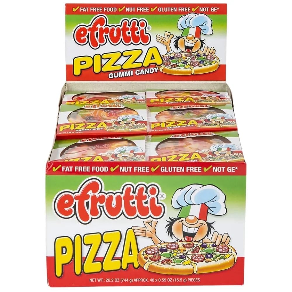 Gummi Pizzas - 0.55 oz (Pack of 48) - Individually Boxed 5-Slice Fruity Gummies Fat & Nut Free - Perfect for Parties, Treat Bags & Halloween Classroom