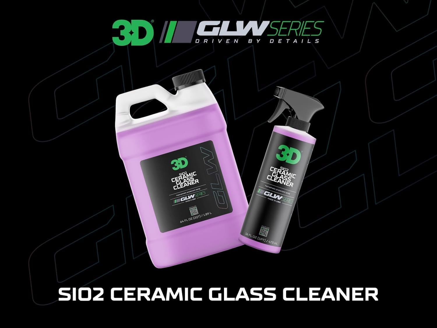 3D SiO2 Ceramic Glass Cleaner, GLW Series | Water & Rain Repellent | All-Weather Protective Ceramic Glass Cleaner | Safe for Tinted, Non-Tinted