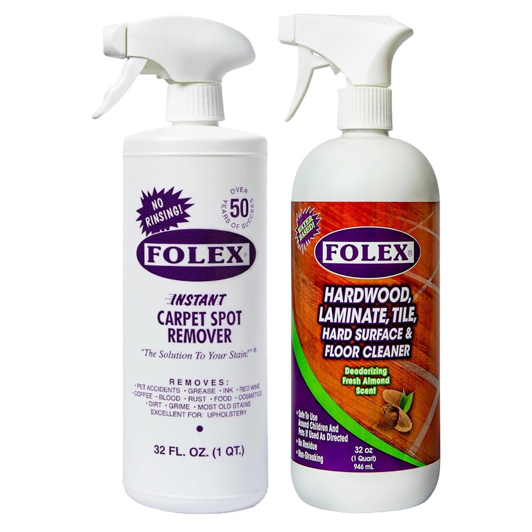 FOLEX Instant Carpet Spot Remover and Hardwood, Laminate, Tile & Floor Cleaner Bundle - Powerful Stain Remover for Carpet, Rugs, Upholstery