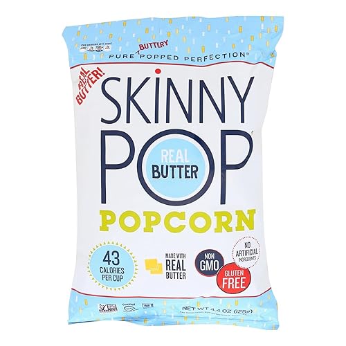 SKINNYPOP Popcorn, Popcorn, Real Butter, Pack of 12, Size 4.4 OZ - No Artificial Ingredients Gluten Free Kosher Wheat Free