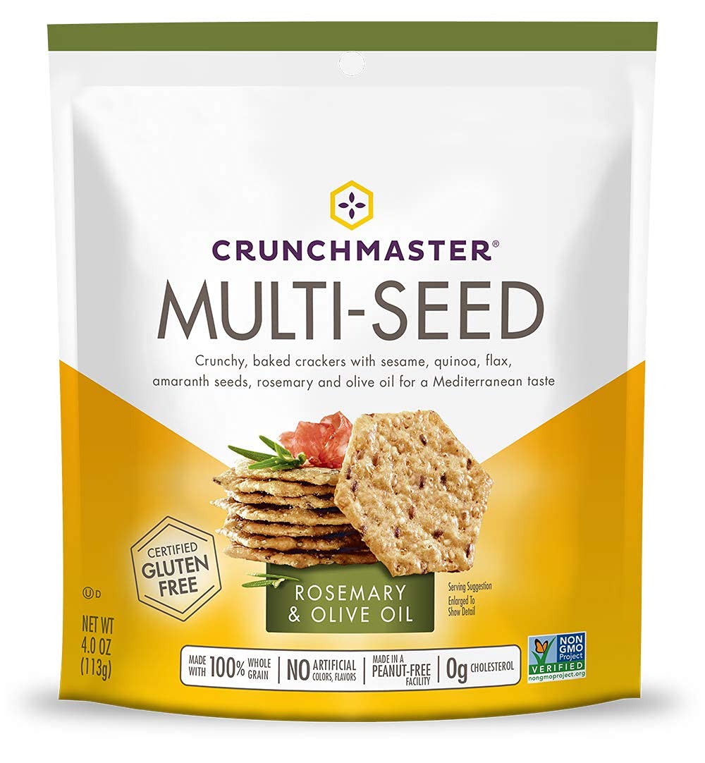 Crunchmaster Multi-Seed Crackers, Rosemary & Olive Oil, 4 Ounce (Pack 2)
