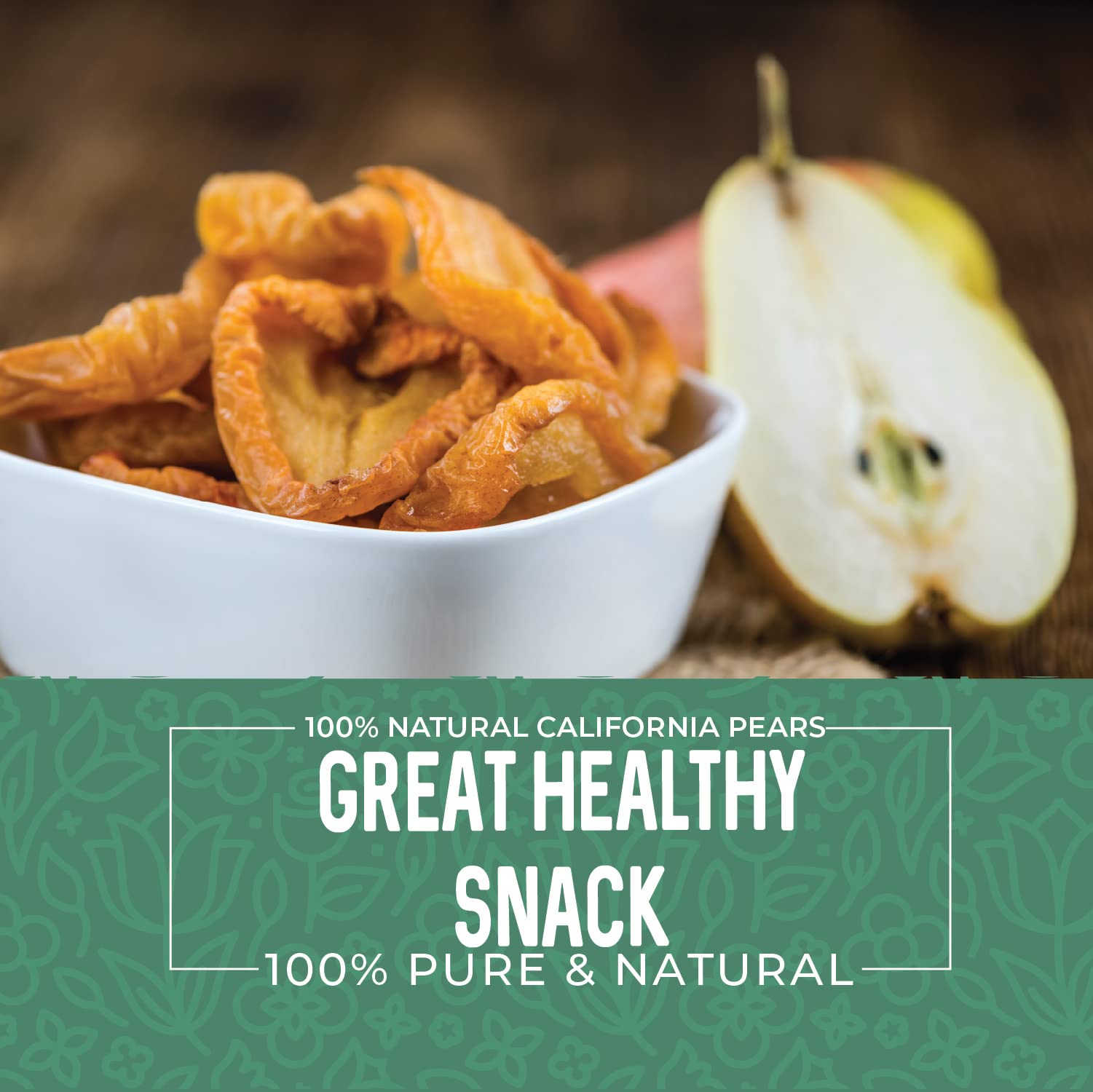 Herbaila Dried Pears No Sugar Added 16 oz. Dried Fancy Pears Fresh Fruit, Dehydrated California Grown Pears, Unsweetened Dried Pears. All Natural, Non