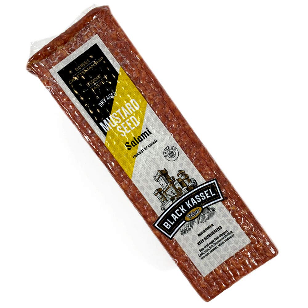 Mustard Seed Square Shaped Brand Salami. Sausage by Piller's (Black Kassel) Canada approx. 2.6 lb