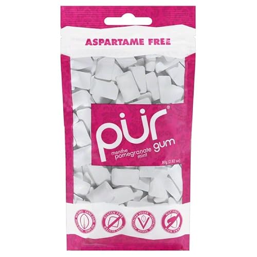 Pur Gum Gum, Pomegranate Mint, 80 Grams , Pack of 24