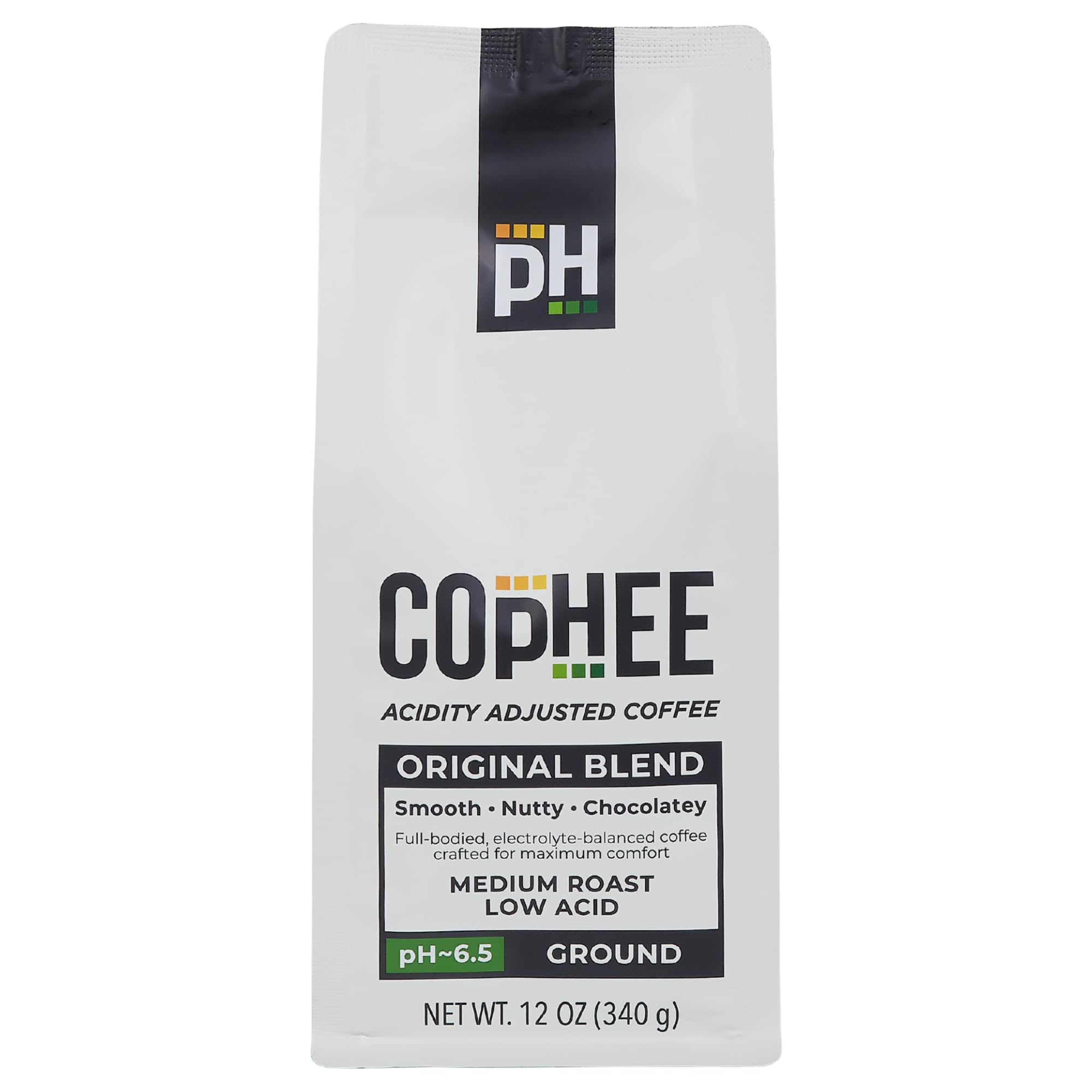 Low Acid Coffee - Medium Roast Ground - Smooth 100% Arabica, Non-GMO - pH Balanced Coffee for Sensitive Stomachs, Acid Reflux, GERD & Heartburn Relief