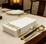 Softure 50 pack Airlaid Gold Paper Napkin, Linen Feel Dinner Napkin, Soft Absorbent Disposable Napkin, Cloth-Like Paper Hand Towel, Decorative Napkins