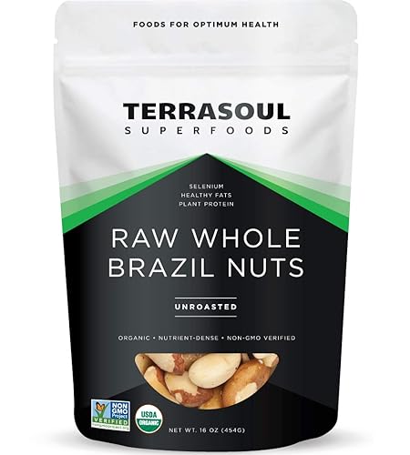 Terrasoul Superfoods Organic Brazil Nuts, 1 Lb - Raw | Unsalted | Rich in Selenium