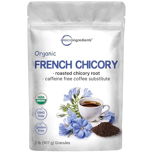 Organic French Chicory Root, 2lbs | Roasted Chicory Granule | Brews like Regular Coffee | Caffeine Free Coffee Substitute | Rich in Prebiotic Fiber |