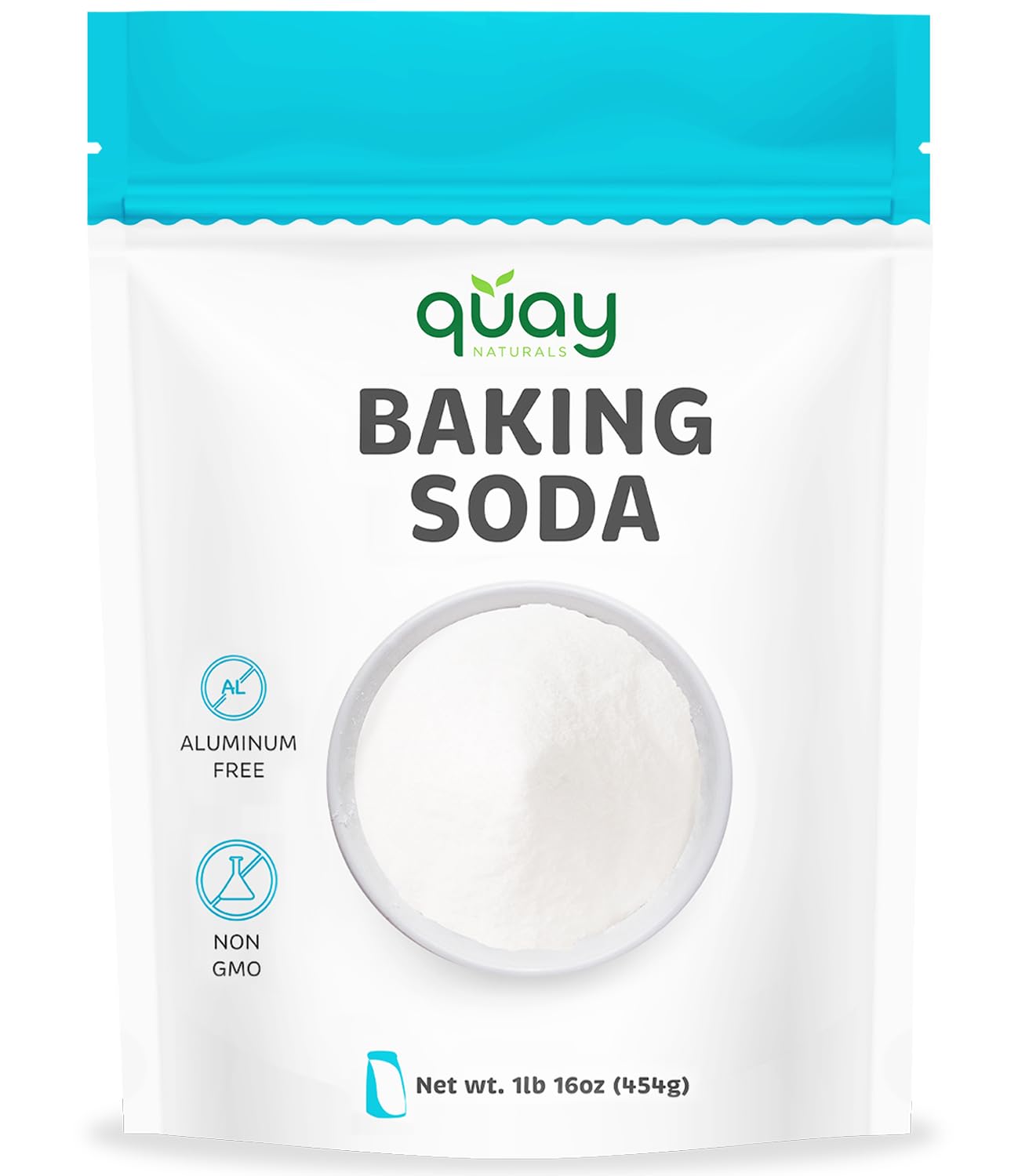 Quay Naturals Pure Baking Soda 1lb - Aluminum-Free, Food-Grade, Multi-Purpose - For Baking, Cleaning & Deodorizing - Vegan, Gluten-Free