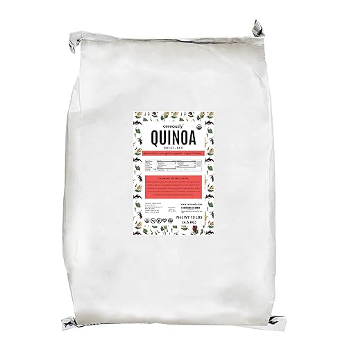 CEREAUSLY Organic Red Quinoa - Premium Royal Quinoa from Bolivia - Kosher and Non-GMO Quinoa Bulk - Vegan and Gluten-Fee Cooking Quinoa - 10 LB
