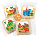 Dinosaur Cookies Individually Wrapped Dino Jurrasic themed Theme Party Favors 24 Pack Bulk for Kids Birthday Party Sugar Cookie T-Rex