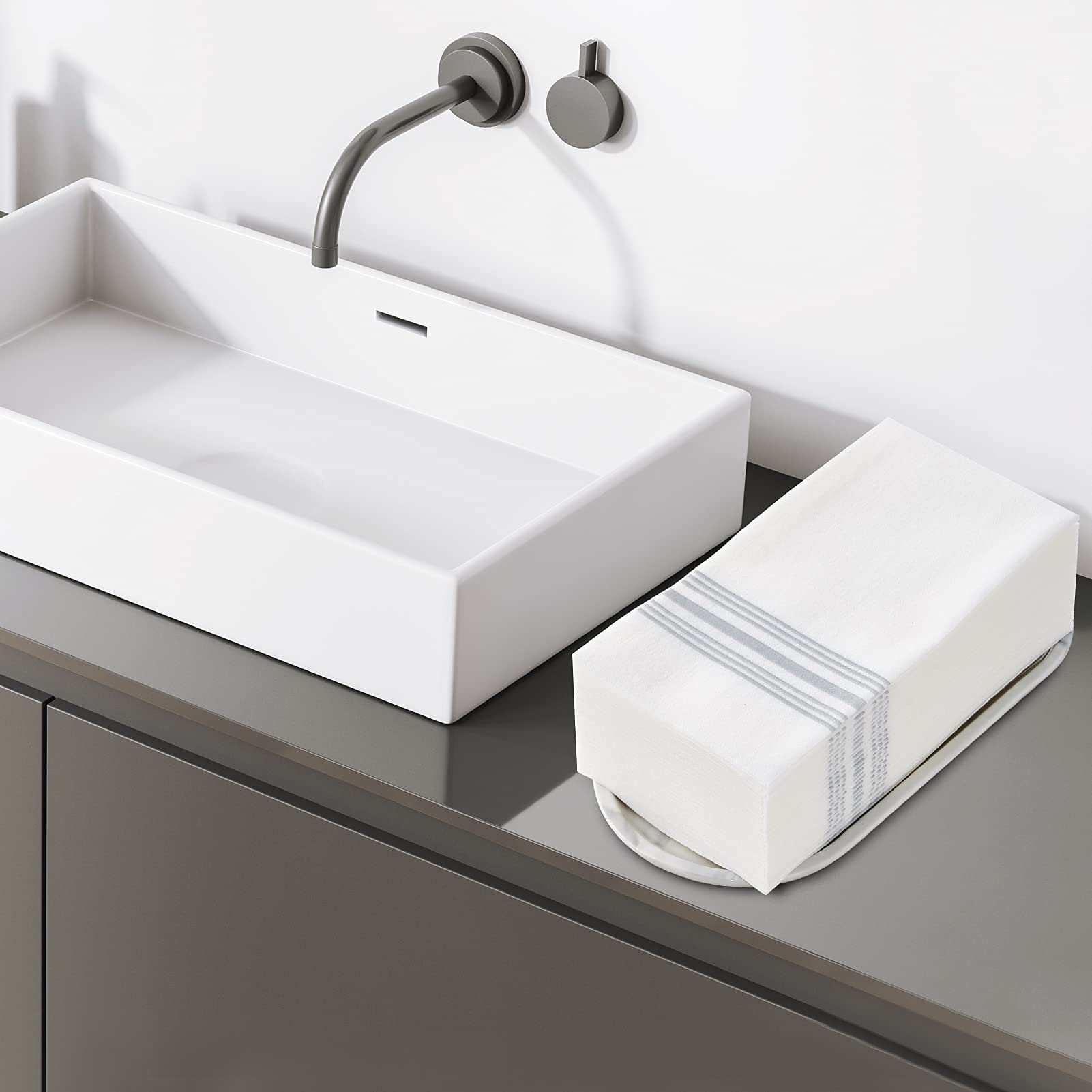 Vplus 300 PACK Guest Towels Disposable Bathroom, Decorative Bathroom Napkins Cloth Feel, Soft, and Absorbent Disposable Paper Hand Towel for Dinners