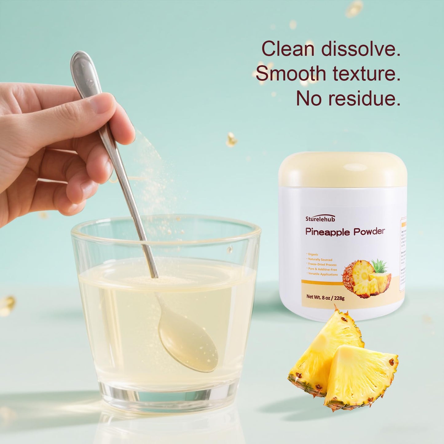 Pineapple Powder, Organic Pineapple Powder, 8oz / 228g, Natural Freeze-Dried, Gluten-free, for Drinks, Cooking, Baking