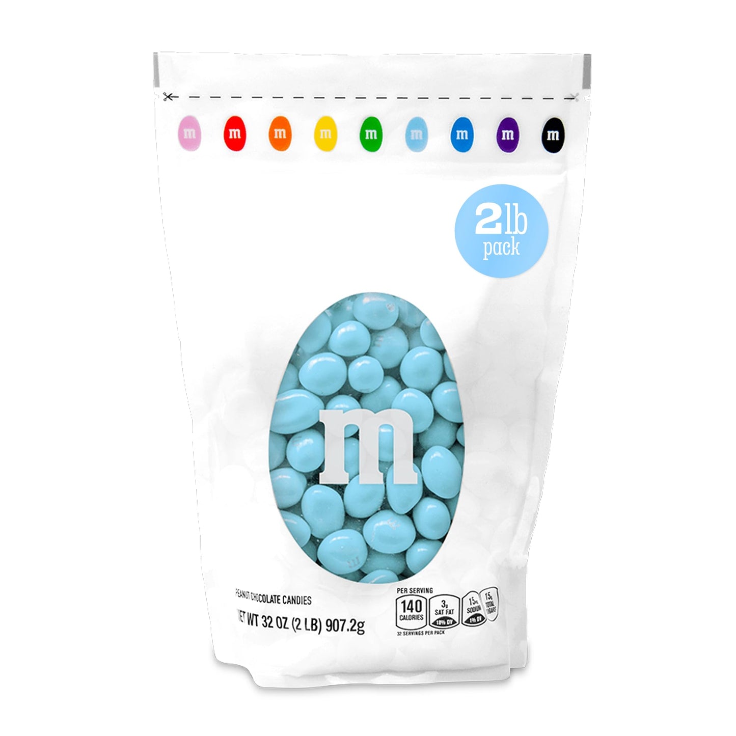 M&M’S WORLD Peanut Light Blue Chocolate Candy-2lbs of Bulk Candy in Resealable Pack for Candy Buffet,Birthday Parties,Theme Meetings,Candy Bar,Sweet
