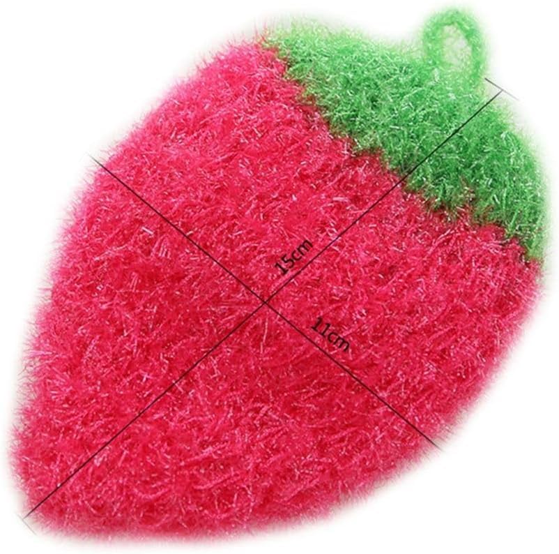 1 Pc Strawberry Colorful Scrubber, Non-Scratch Dish Scrubber, Household Cleaning Pad Scrubber Sponge, Non-Scratch Scrubber Cleaning Tools (Rose Red)
