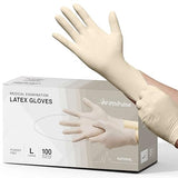 FifthPulse Medical Examination Latex Gloves X Large - 100 Count - Powder Free - Extra Thick 4.5 Mil - Natural Color - Non Sterile Disposable Gloves