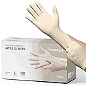 FifthPulse Medical Examination Latex Gloves X Large - 100 Count - Powder Free - Extra Thick 4.5 Mil - Natural Color - Non Sterile Disposable Gloves