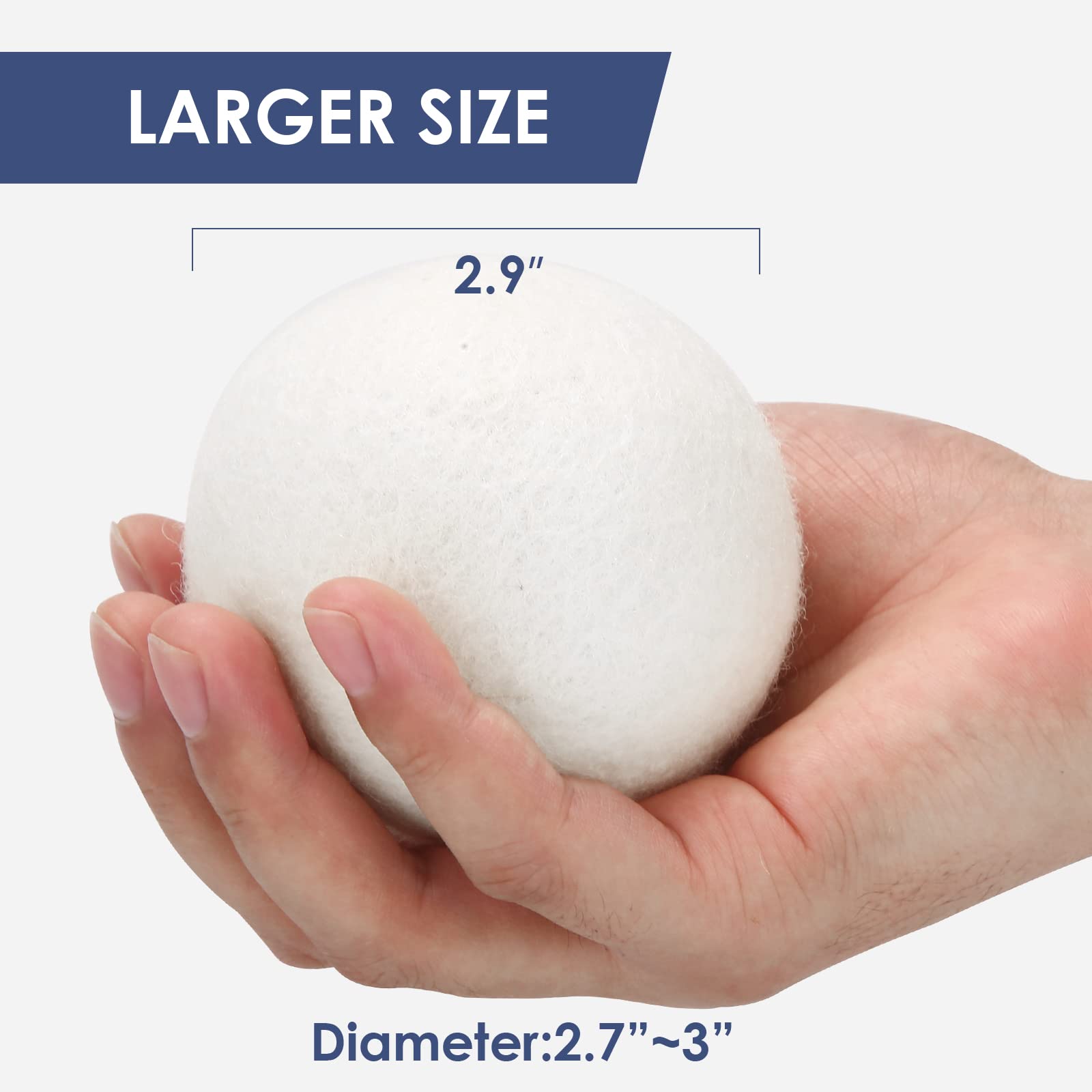 Wool Dryer Balls Handmade 3 Pack XL,Organic Laundry Dryer Balls,100% New Zealand Wool Natural Fabric Softener,Reusable 1000 Loads,Wrinkles Free