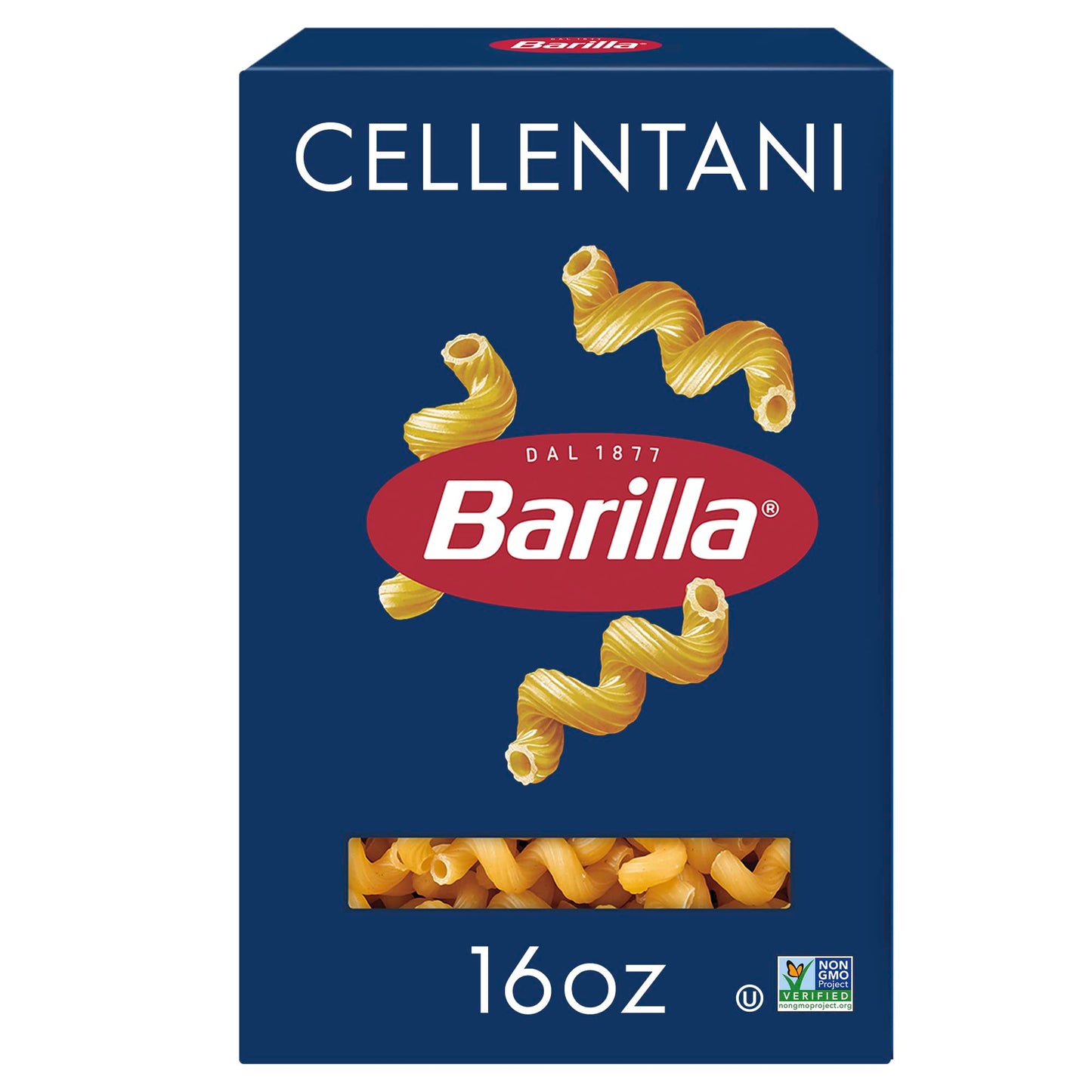 Barilla Cellentani Pasta, 16 oz. Box - Non-GMO, Made with Durum Wheat Semolina - Kosher Certified