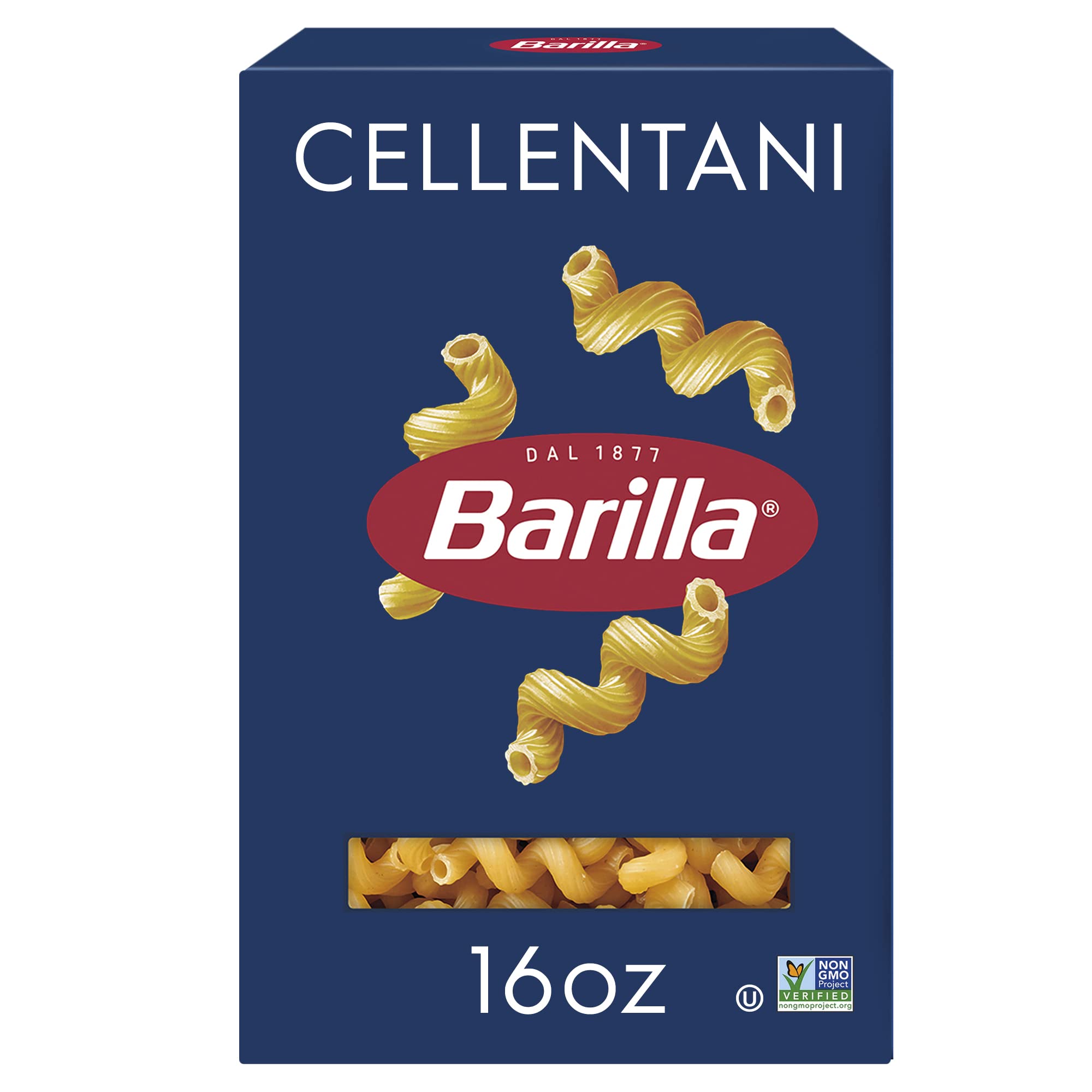 Barilla Cellentani Pasta, 16 oz. Box - Non-GMO, Made with Durum Wheat Semolina - Kosher Certified