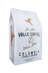 Del Alto Valle Coffee, Colombia Single Origin, Whole Bean, Medium Roast, 12 oz, Honey Processed