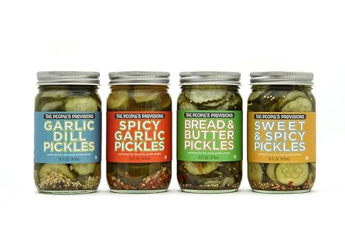 The People's Provisions - Just The Pickles - Garlic Dill, Spicy Garlic, Bread & Butter and Sweet & Spicy Pickles in one gift pack (4 jars)