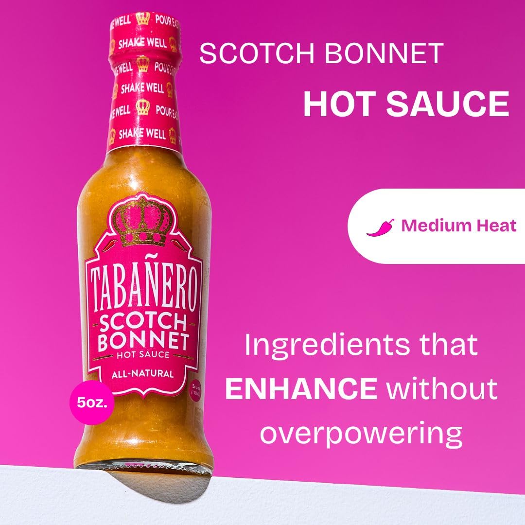 Tabañero Scotch Bonnet Pepper Hot Sauce, All-Natural Gourmet, Bottle, 5 oz