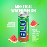BLU Watermelon Energy Drink, 12 Pack Slim Cans, 8.4 fl oz (250 mL) Each