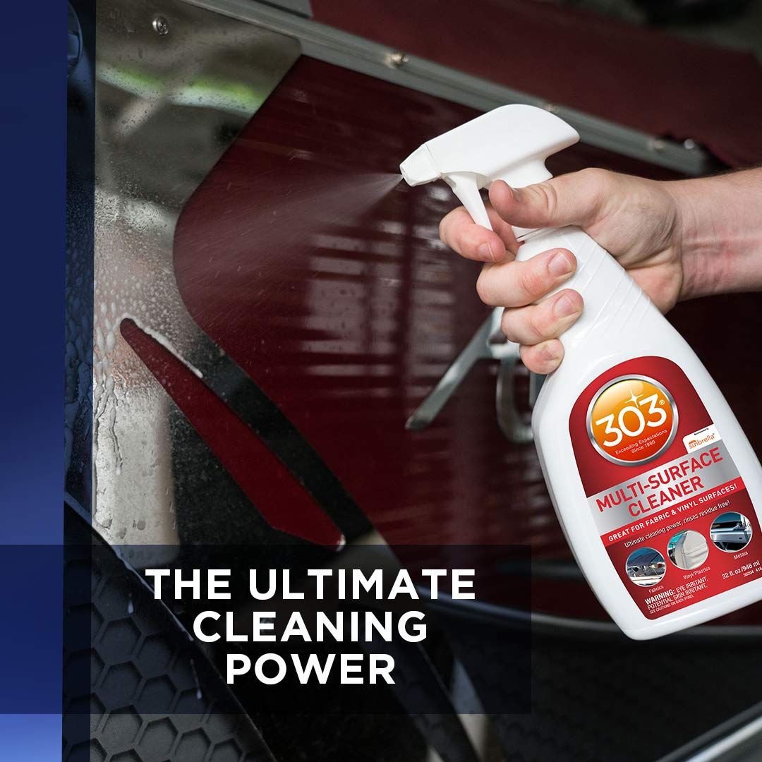 303 Products Marine Multi-Surface Cleaner, Boat Cleaner Spray for Vinyl, Canvas & Upholstery - Removes Dirt & Grime, Sunbrella Recommended, 32 oz