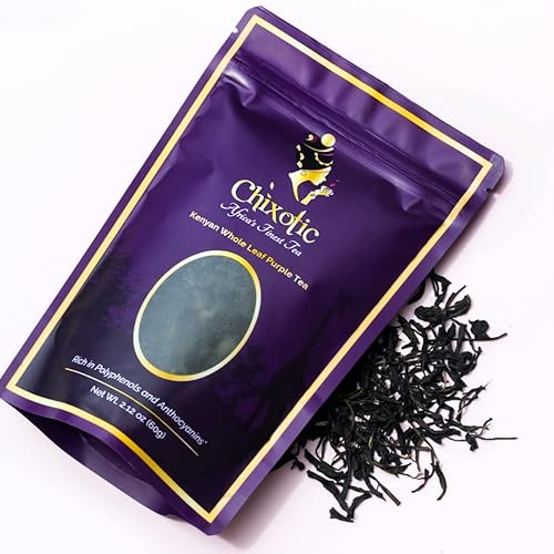 Chixotic Kenyan Purple Tea, Steamed Whole Leaf Loose Leaf Tea, Smooth Low Caffeine Whole Leaf Tea, Antioxidant-Rich Specialty Tea, 60g