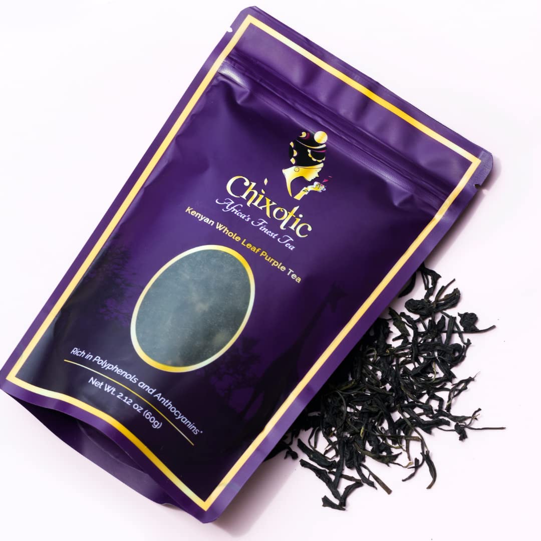 Chixotic Kenyan Purple Tea, Steamed Whole Leaf Loose Leaf Tea, Smooth Low Caffeine Whole Leaf Tea, Antioxidant-Rich Specialty Tea, 60g
