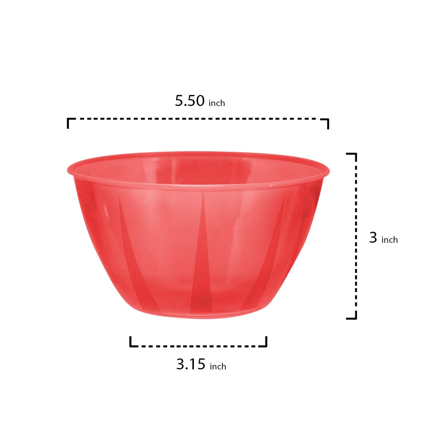 Party Essentials Hard Plastic 24-Ounce Small Serving Bowls, Red, 6-Count