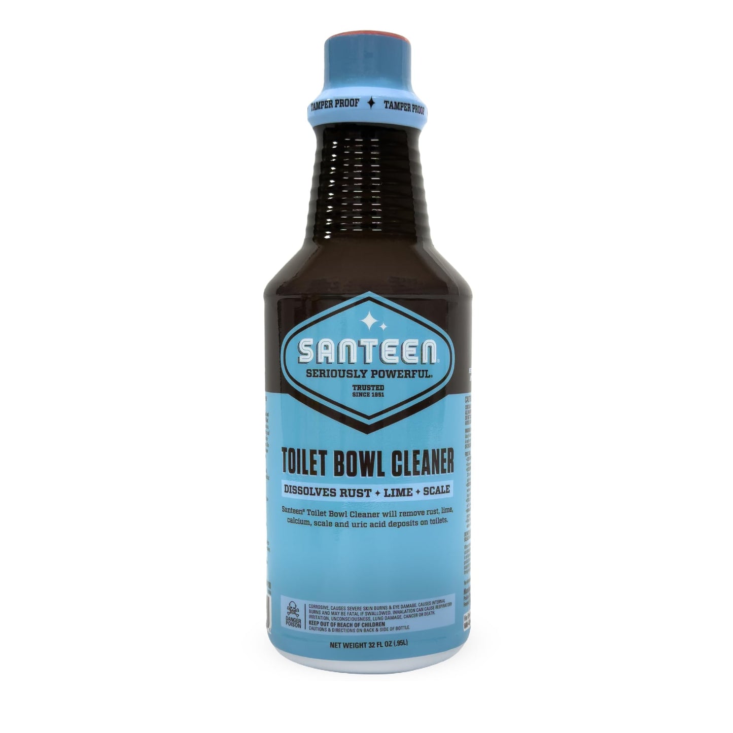 Santeen Professional Toilet Bowl Cleaner - 6 Pack (32oz Bottles) - Heavy Duty Rust, Lime & Scale Remover - Restores Porcelain Finish - Industrial