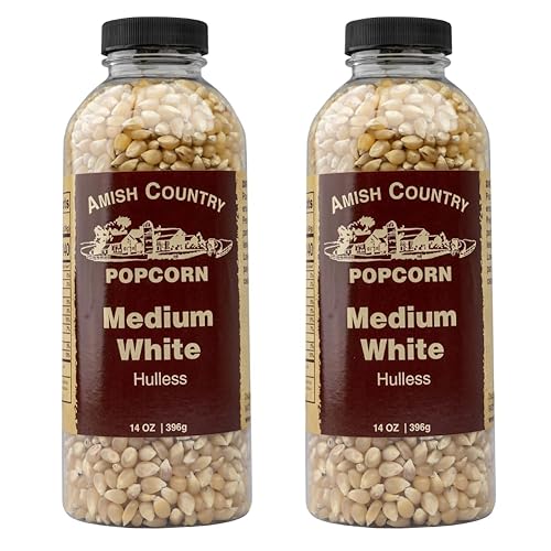 Amish Country Popcorn | 2-14 oz Bottles | Medium White Popcorn Kernels | Old Fashioned, Non-GMO and Gluten Free (2-14 oz Bottles)