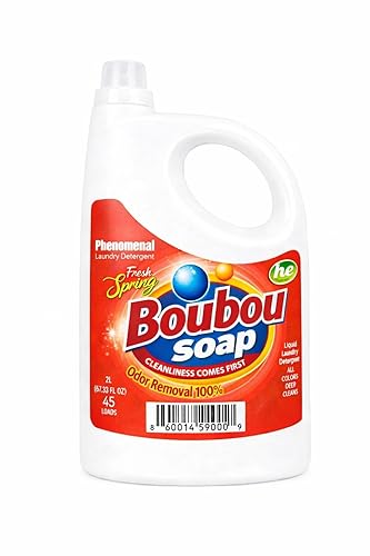 Boubou Soap Liquid Laundry Detergent, Fresh Spring Scent, HE Compatible, 67.33 fl oz, 45 Loads, Deep Clean