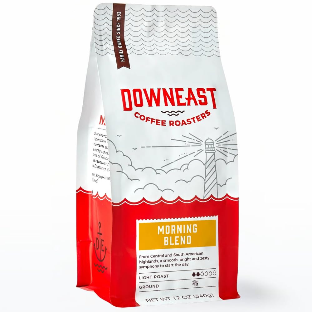 Downeast Coffee Roasters Ground Coffee - Morning Breakfast Blend, Light Roast, 100% Arabica Coffee - Smooth, Bright and Balanced - South American