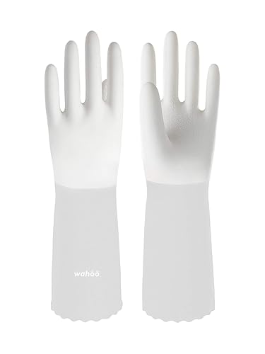 LANON Protection wahoo PVC Dishwashing Cleaning Gloves, Reusable Unlined Kitchen Gloves, Non-Slip, Medium