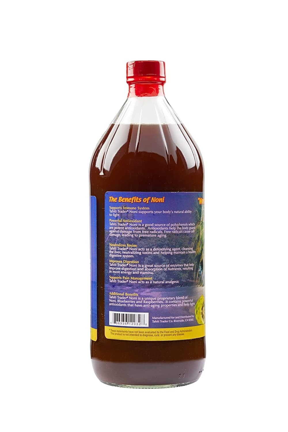 Tahiti Trader Original High Potency Noni Juice - Pure Noni Fruit Juice with Blueberry & Raspberry - Organic Antioxidant Superfood Supporting Energy
