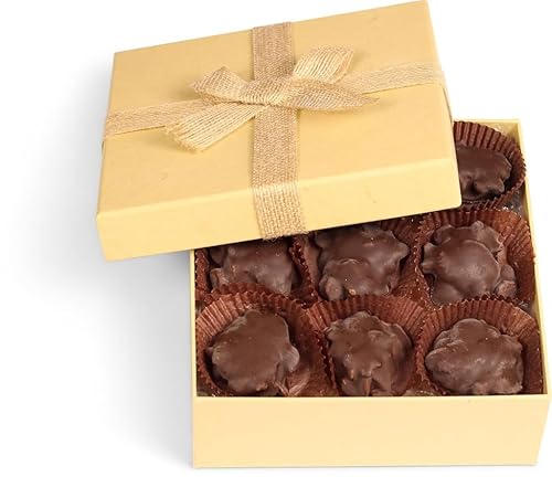 Chocolate Caramel Pecan Nut Clusters Gift Box - by It's Delish | 12 OZ Premium Dark Chocolate Covered Nuts with Carmel Clusters | Christmas Gifts Box
