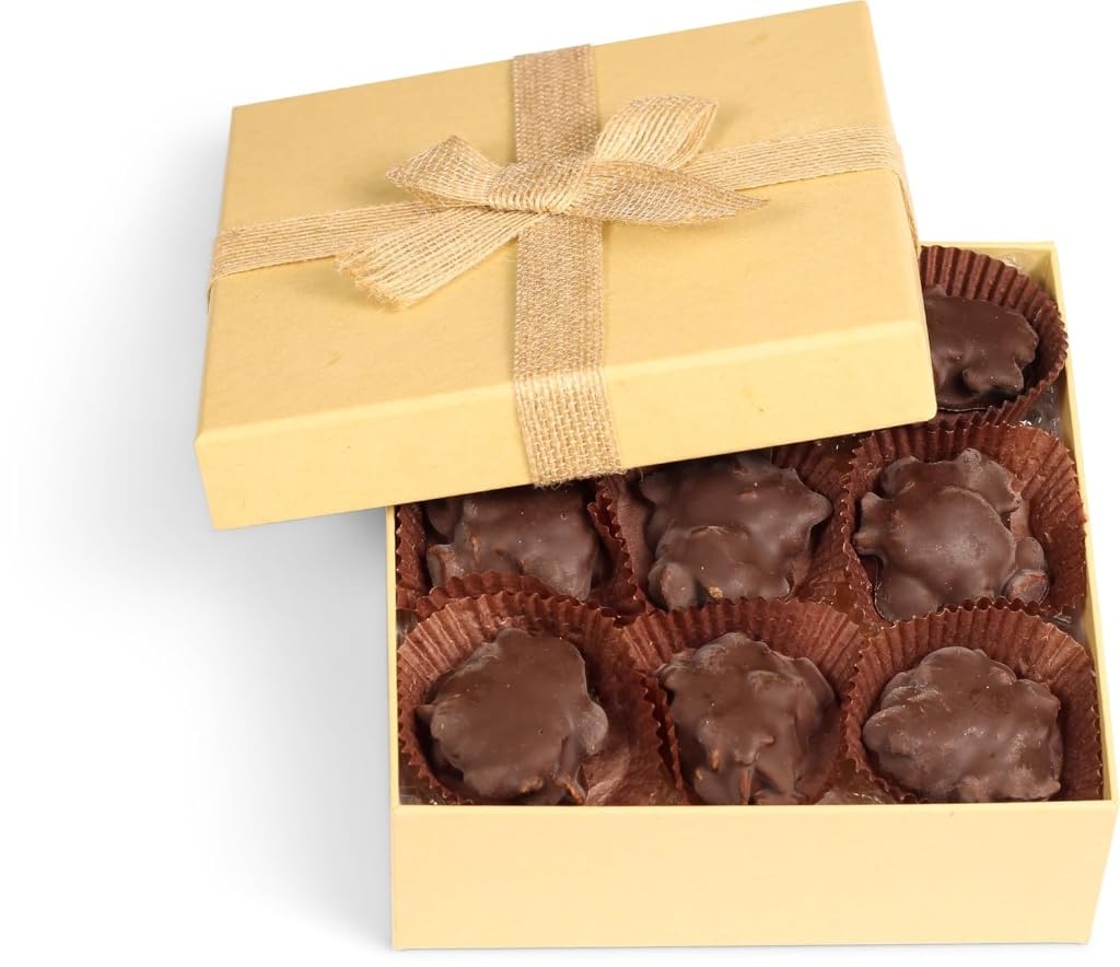 Chocolate Caramel Almond Clusters Gift Box - by It's Delish | 12 OZ Premium Dark Chocolate Covered Nuts with Carmel Cluster | Christmas Gifts Box